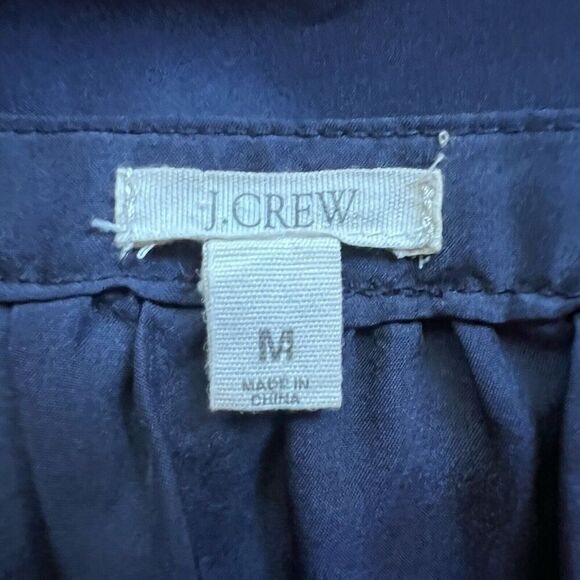 J Crew Navy Blue Silk Long Sleeve Shift Dress Medium - Picture 3 of 5